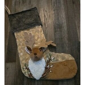 Valery Madelyn 21 inch Reindeer Christmas Stocking Holiday Neutral Brown
